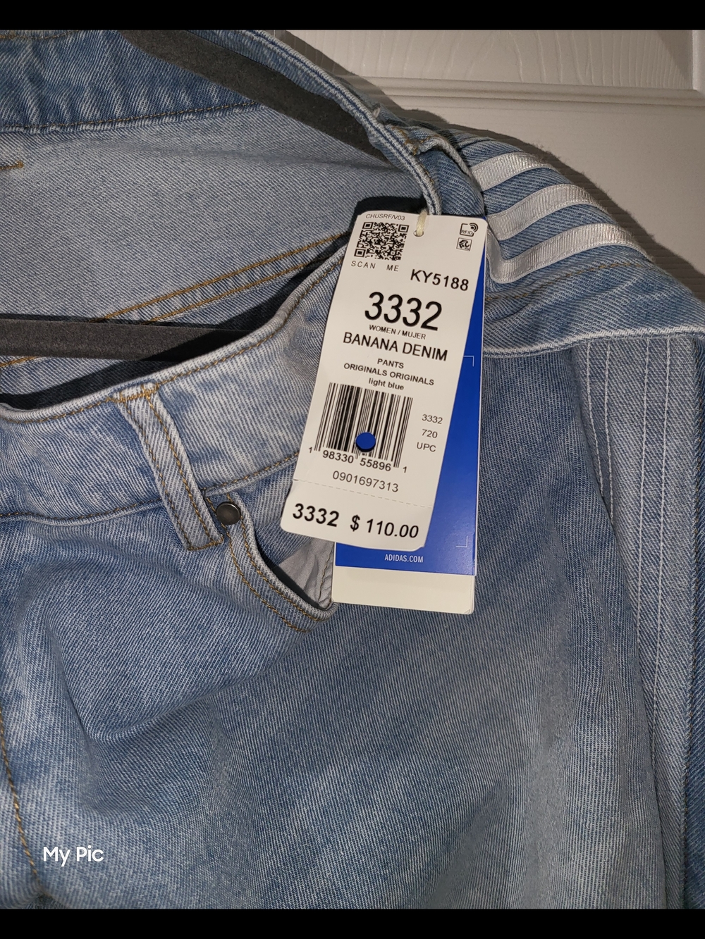 Adidas Banana Denim Jeans In Light Denim - Picture 4 of 5